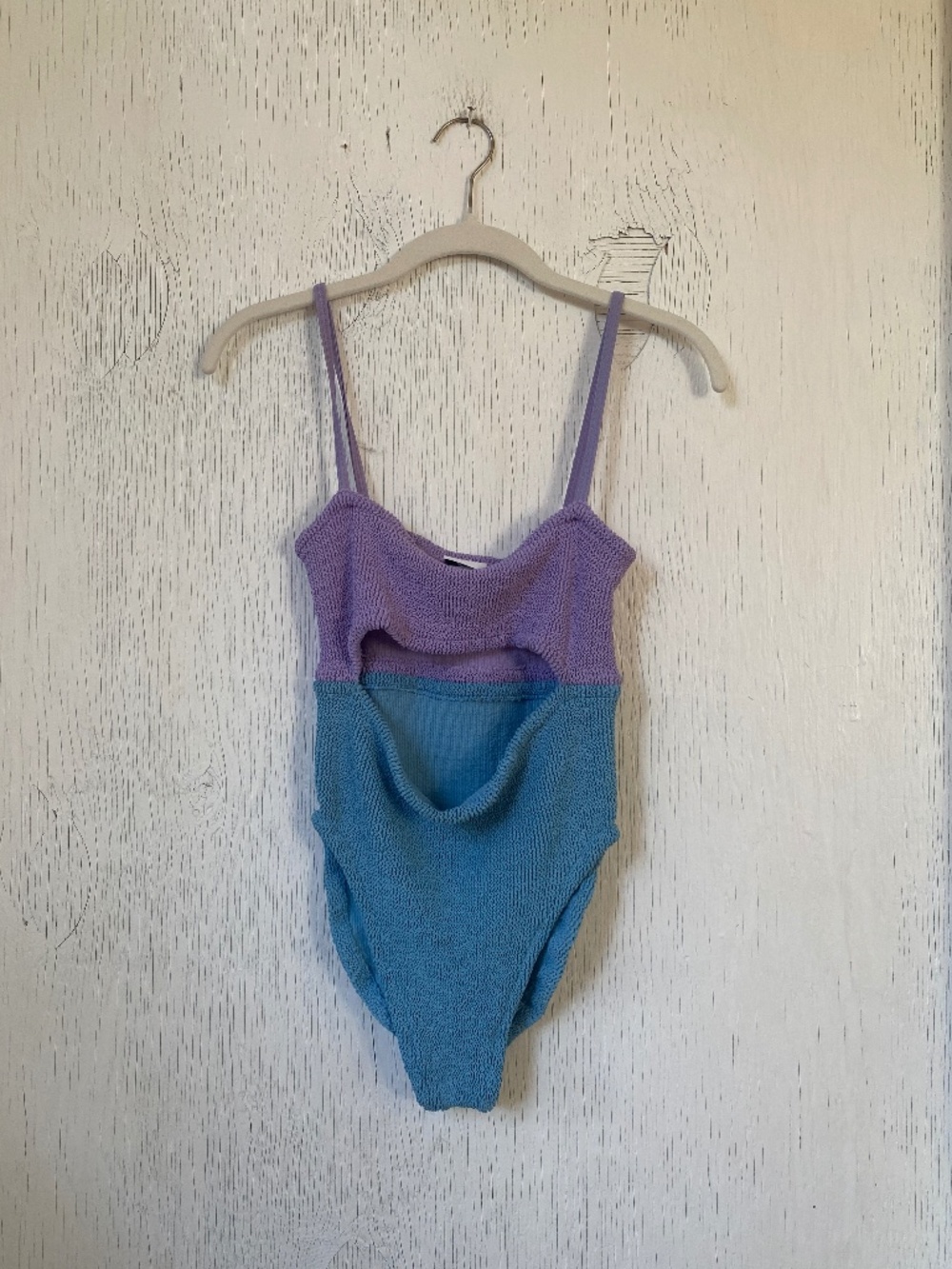 Hunza G cutout colorblock one piece bathing suit